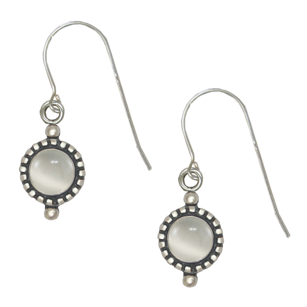 Sterling Silver Little White Moonstone Gemstone Drop Dangle Earrings